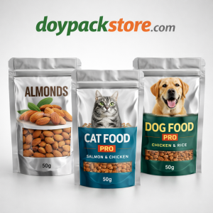 50 gr alüminyum doypack zipli ambalaj poşeti gıda kahve ve mama için