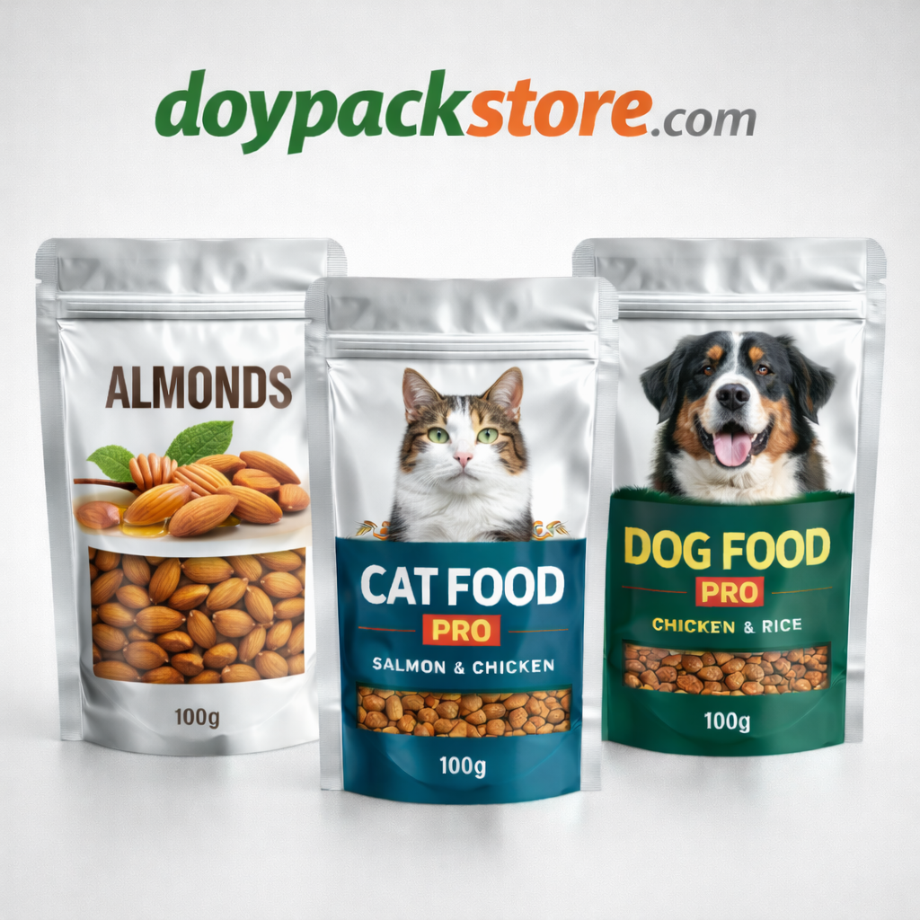 Alüminyum doypack 100g zipli ambalaj poşeti kahve gıda ve mama için