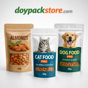 Alüminyum doypack 50 gr zipli ambalaj poşeti gıda kahve ve mama için