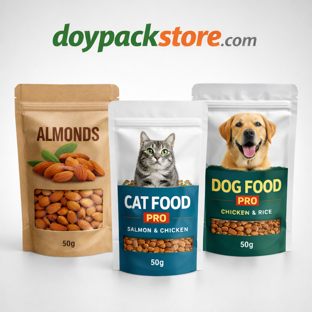 Alüminyum doypack 50 gr zipli ambalaj poşeti gıda kahve ve mama için