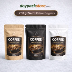 250 gr valfli kraft kahve doypack ambalaj poşetleri farklı renk seçenekleri